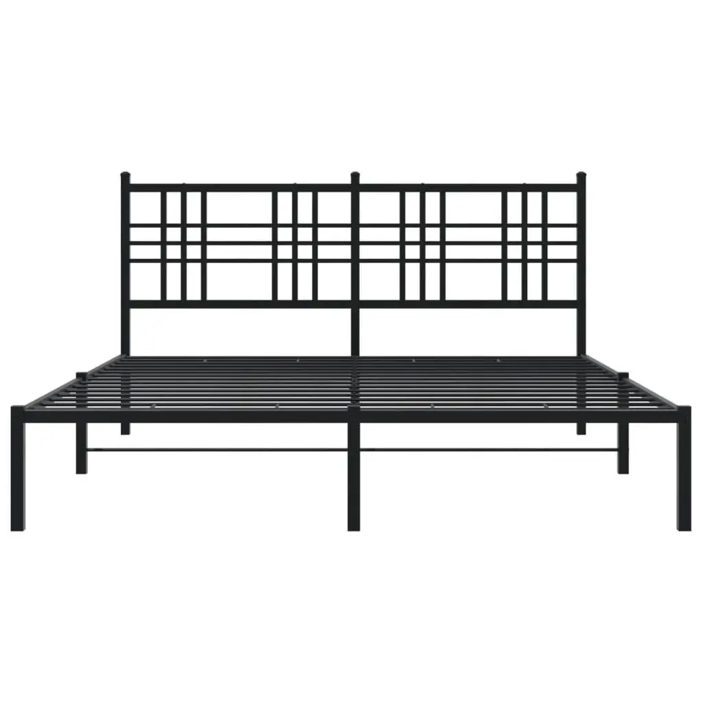 Metal Bed Frame with Headboard for Bedroom Black 150x200 cm