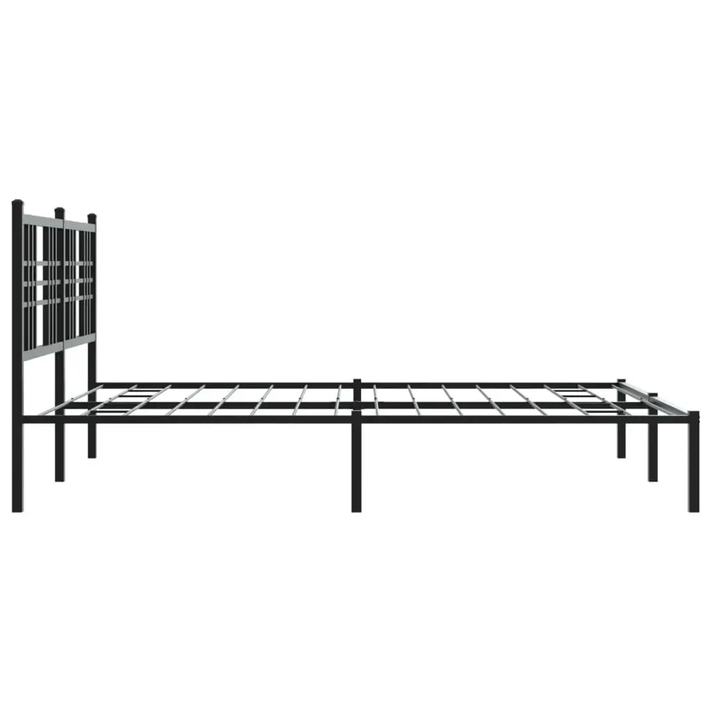 Metal Bed Frame with Headboard for Bedroom Black 150x200 cm