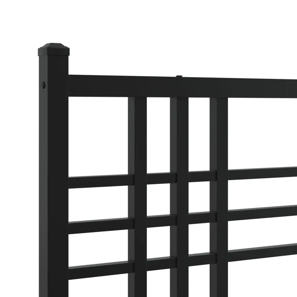 Metal Bed Frame with Headboard for Bedroom Black 150x200 cm