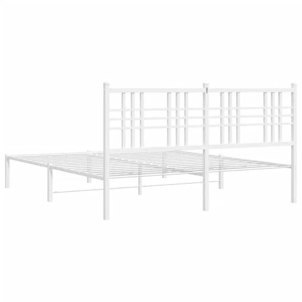 Metal Bed Frame White Bedroom 150x200 cm