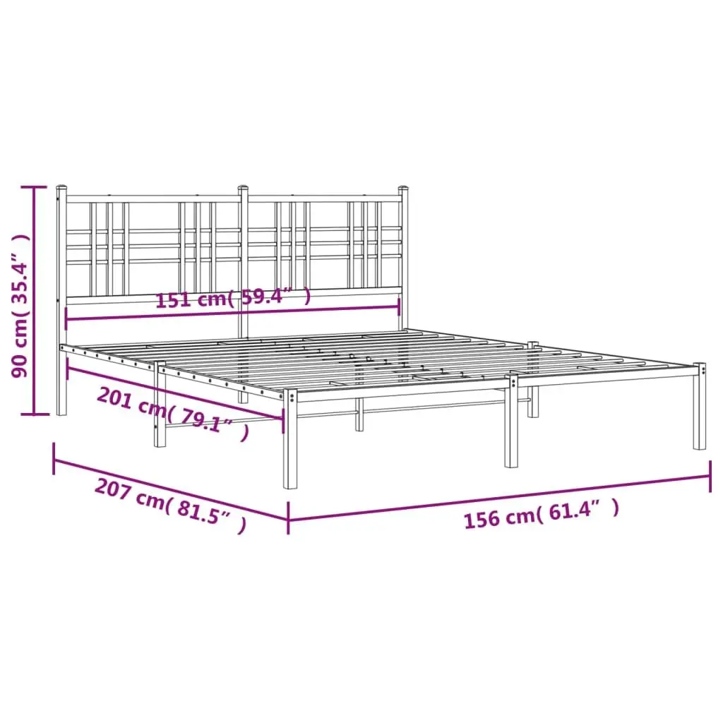 Metal Bed Frame White Bedroom 150x200 cm