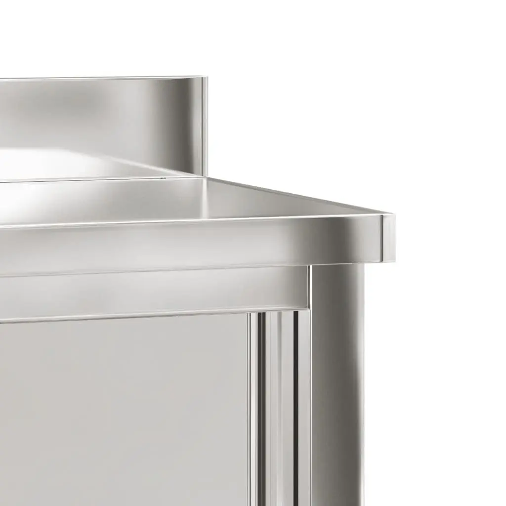 Stainless Steel Work Table for Commercial Kitchen with Sliding Doors and Storage Shelf