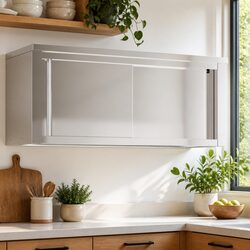 Stainless Steel Kitchen Wall Cabinet Sliding Doors Food Storage Commercial