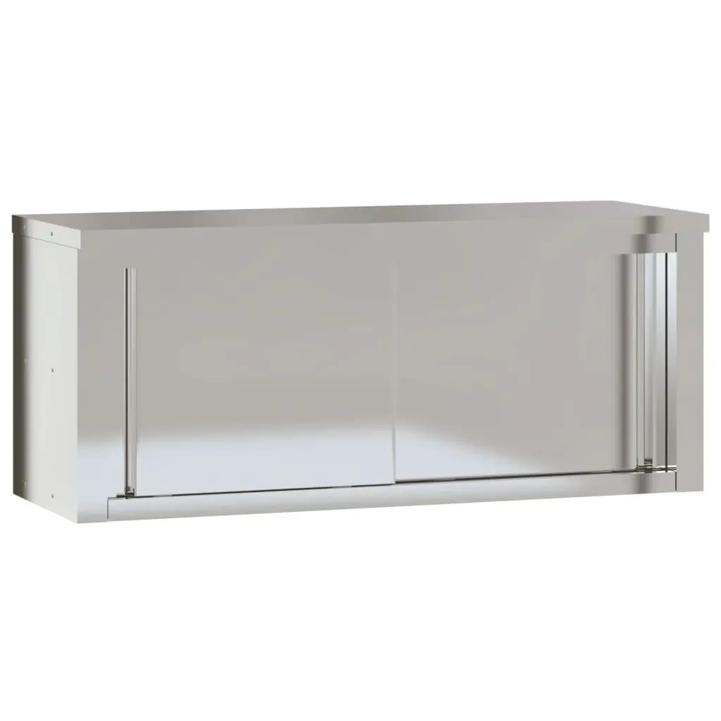 Stainless Steel Kitchen Wall Cabinet Sliding Doors Food Storage Commercial