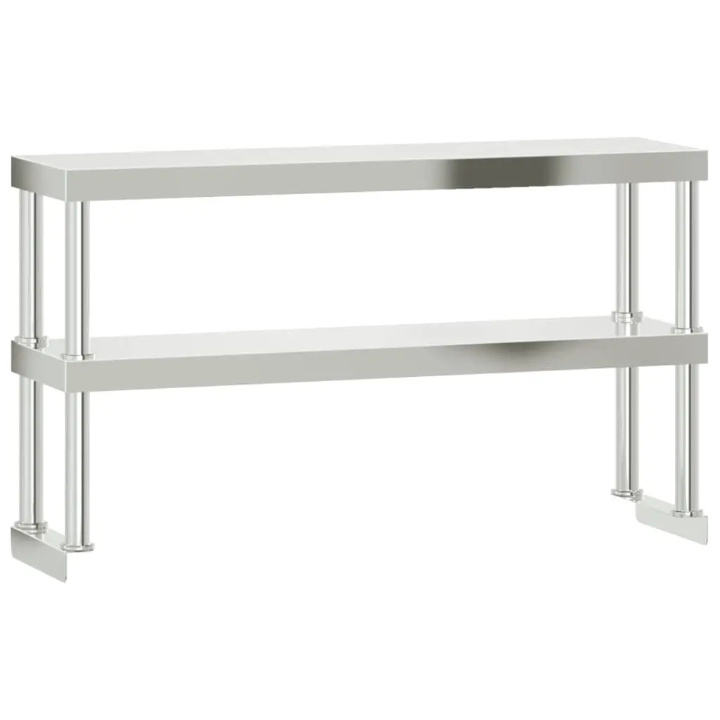 Stainless Steel 2-Tier Overshelf Work Table for Kitchen Prep 110x30x65cm
