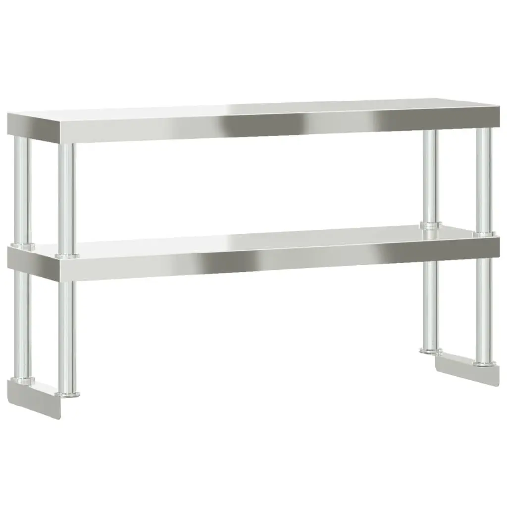 Stainless Steel 2-Tier Overshelf Work Table for Kitchen Prep 110x30x65cm