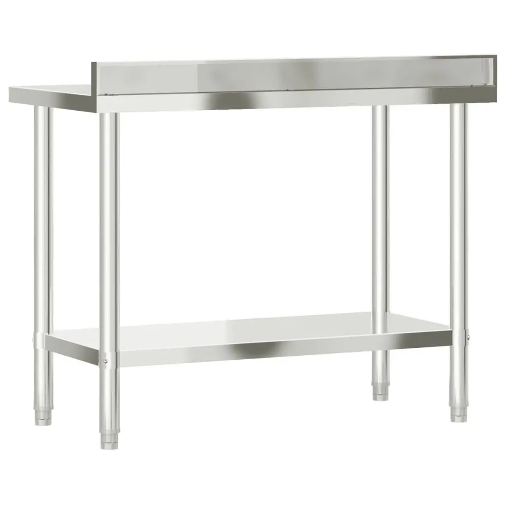 Stainless Steel Kitchen Work Table 110x55x93cm with Backsplash
