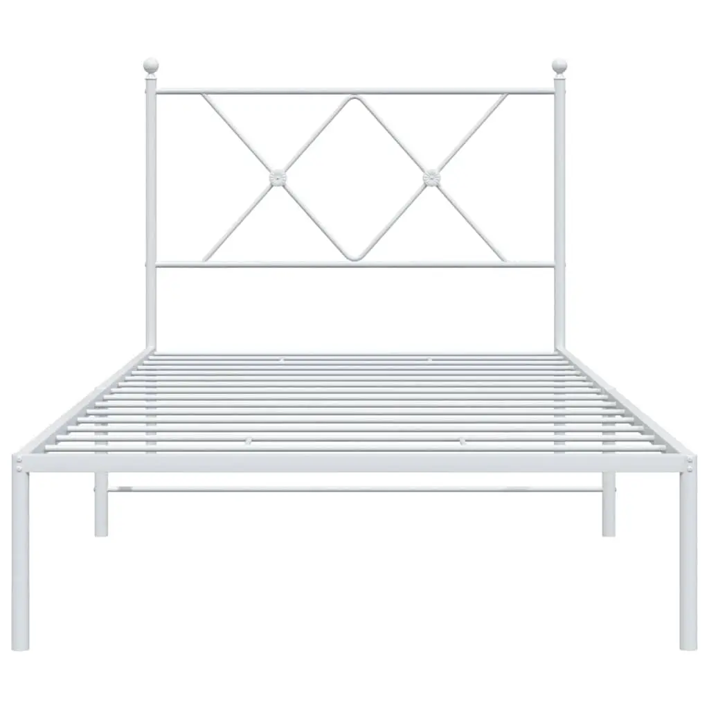90x190 cm Metal Bed Frame with Headboard and Slatted Base