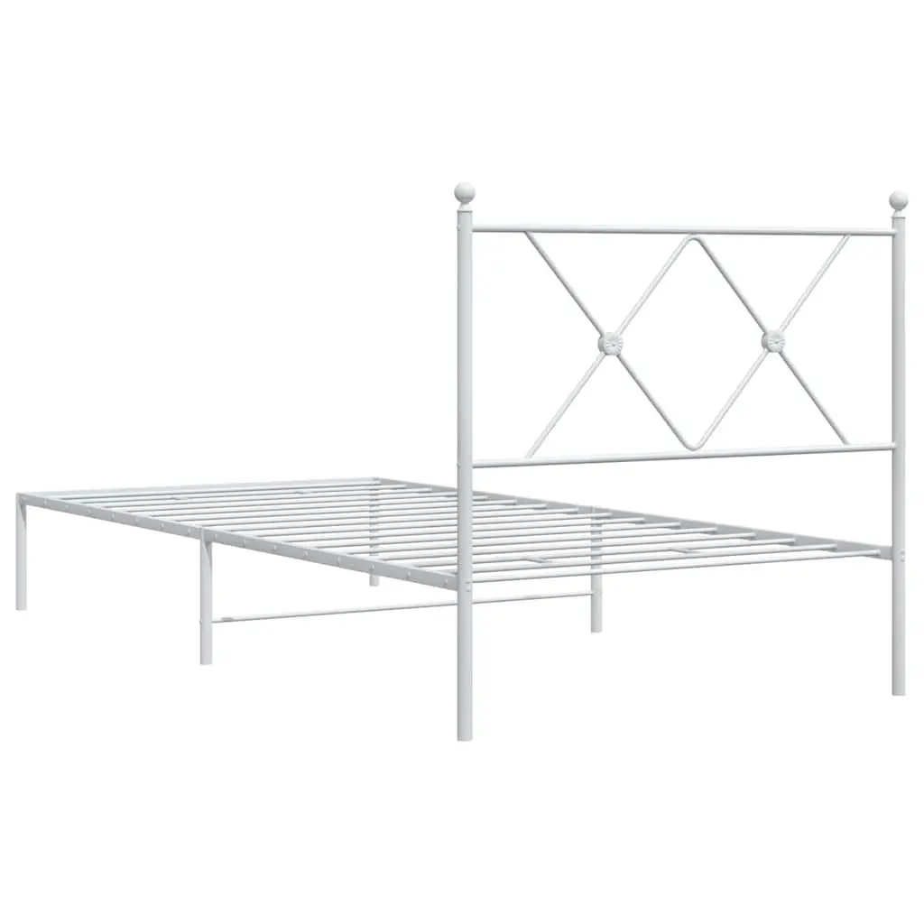 90x190 cm Metal Bed Frame with Headboard and Slatted Base
