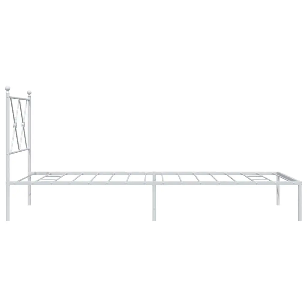 90x190 cm Metal Bed Frame with Headboard and Slatted Base