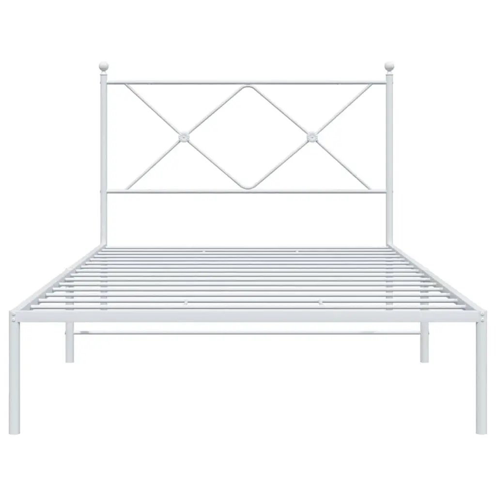 Metal Bed Frame King Single 107x203 cm Headboard White Bedroom Furniture