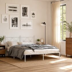 White Metal Bed Frame Specifications: 150x200 cm Size