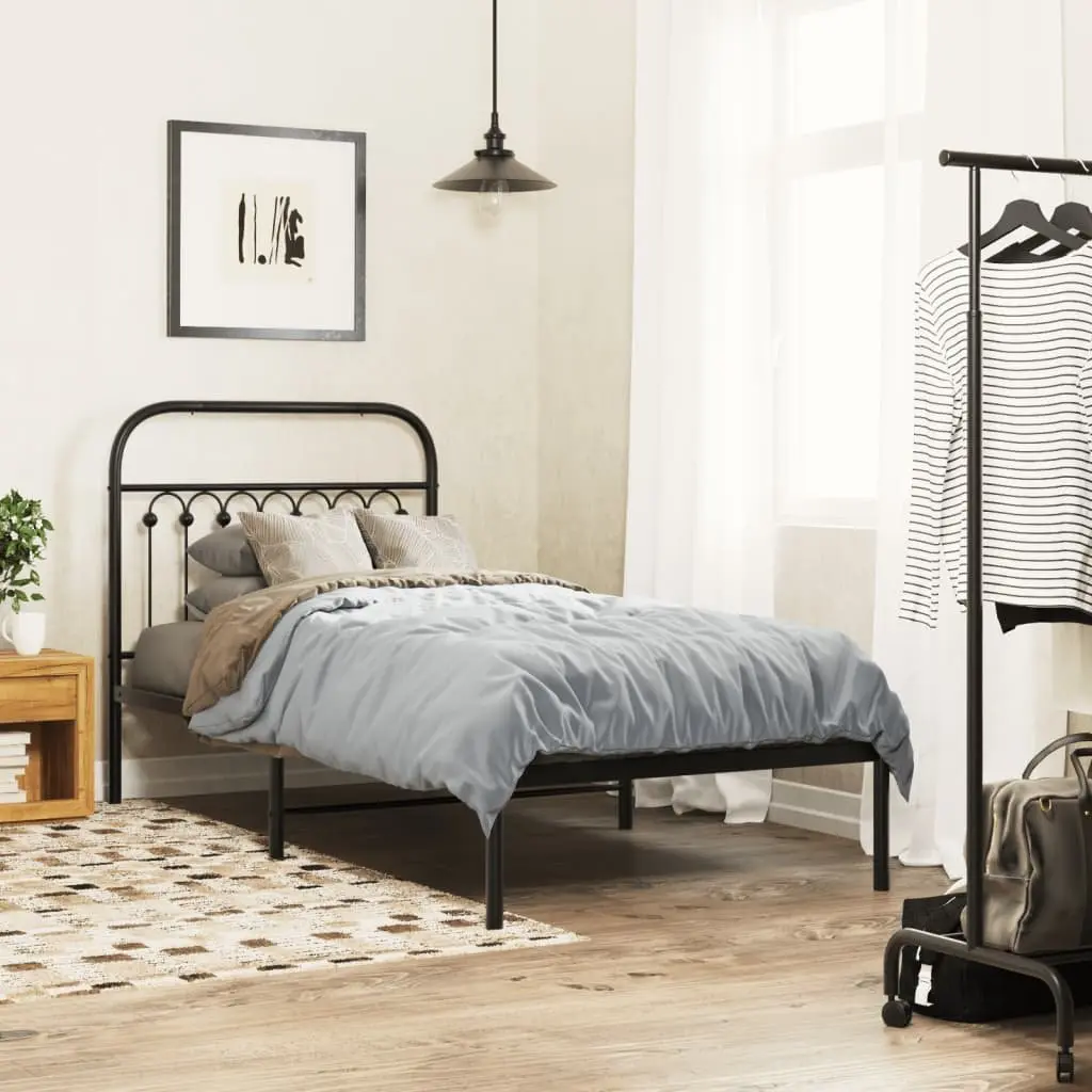 Metal Bed Frame Bedroom 90x190 cm Black