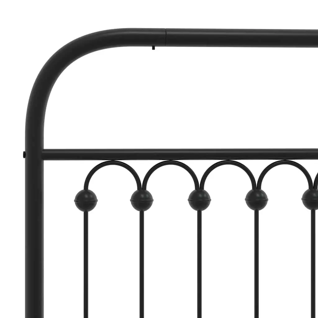 Metal Bed Frame King Single 107x203 cm with Headboard Storage Black Bedroom