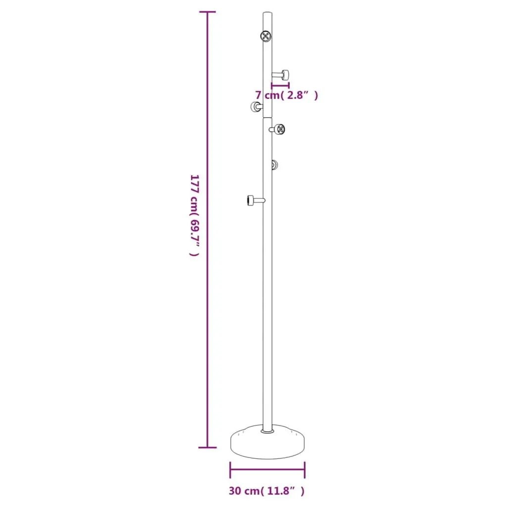 Coat Stand Black 177cm Iron Beech Wood 6 Hooks Storage Rack Hallway Bedroom