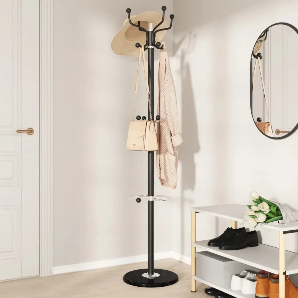 Coat Stand with Umbrella Holder for Hallway Living Room Bedroom 180cm Powder-coated Iron Frame 12 Hooks