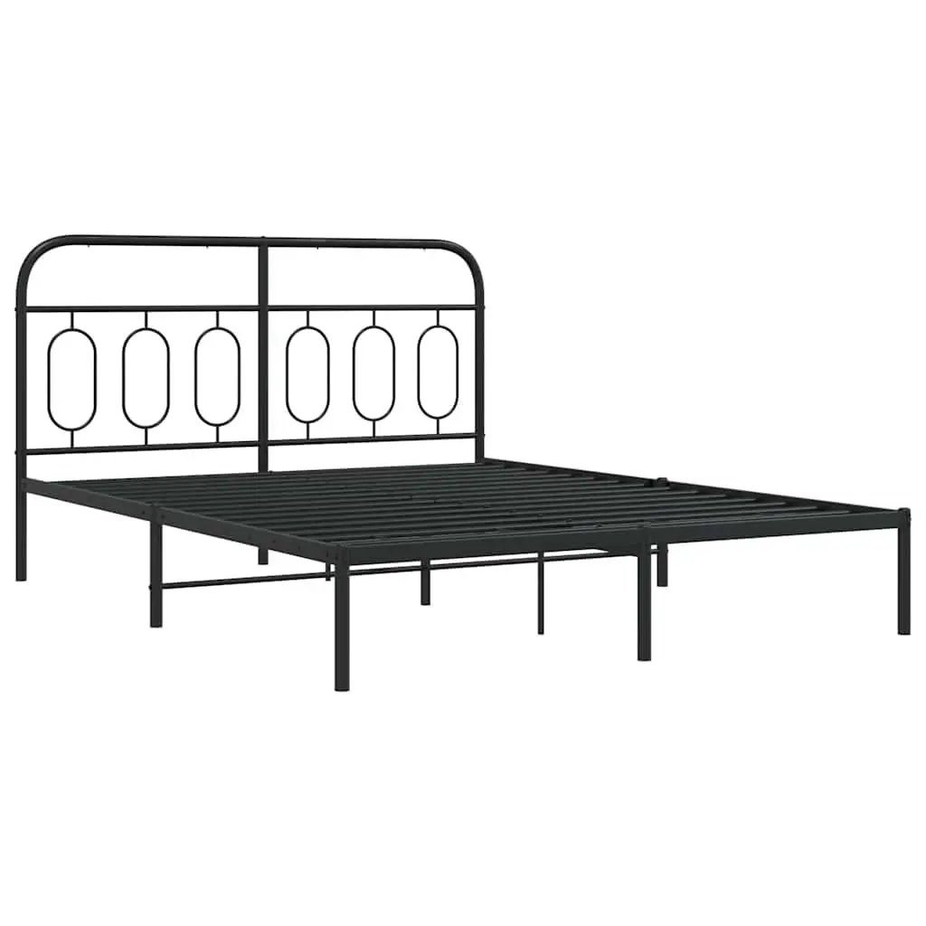 Metal Bed Frame Bedroom 150x200 cm Black Steel