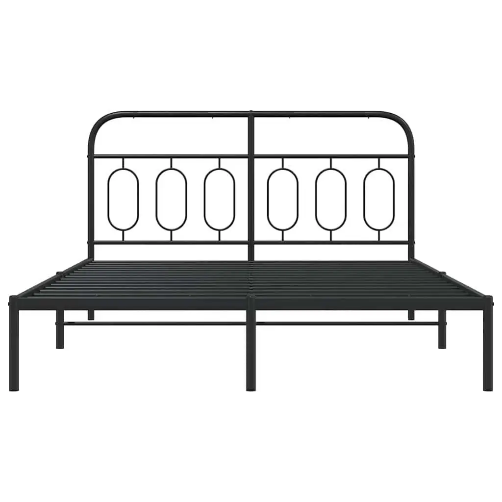Metal Bed Frame Bedroom 150x200 cm Black Steel