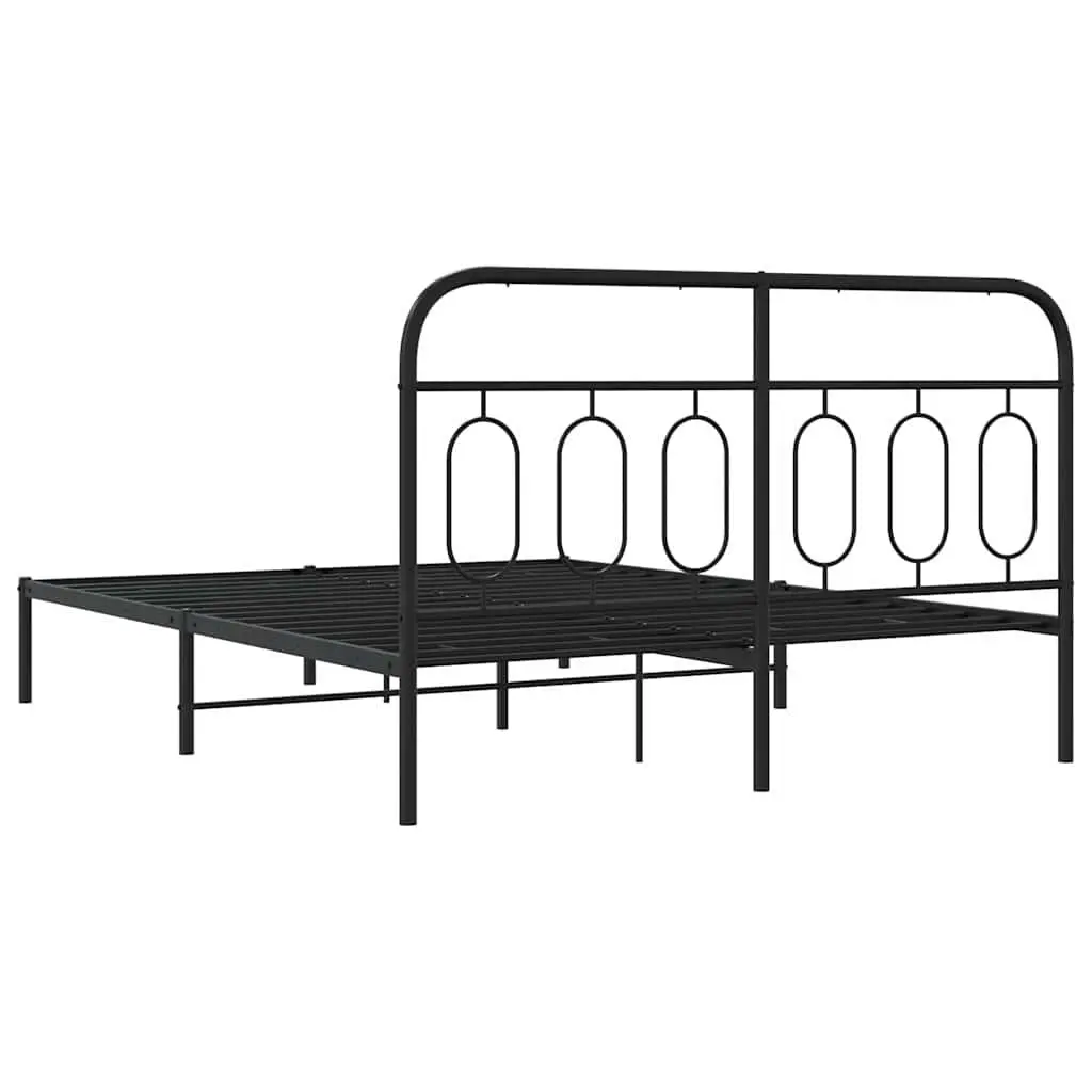 Metal Bed Frame Bedroom 150x200 cm Black Steel