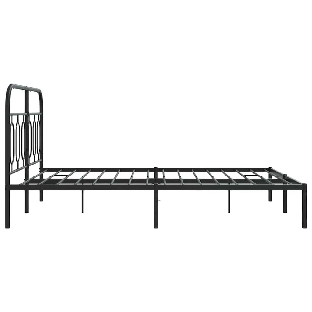 Metal Bed Frame Bedroom 150x200 cm Black Steel
