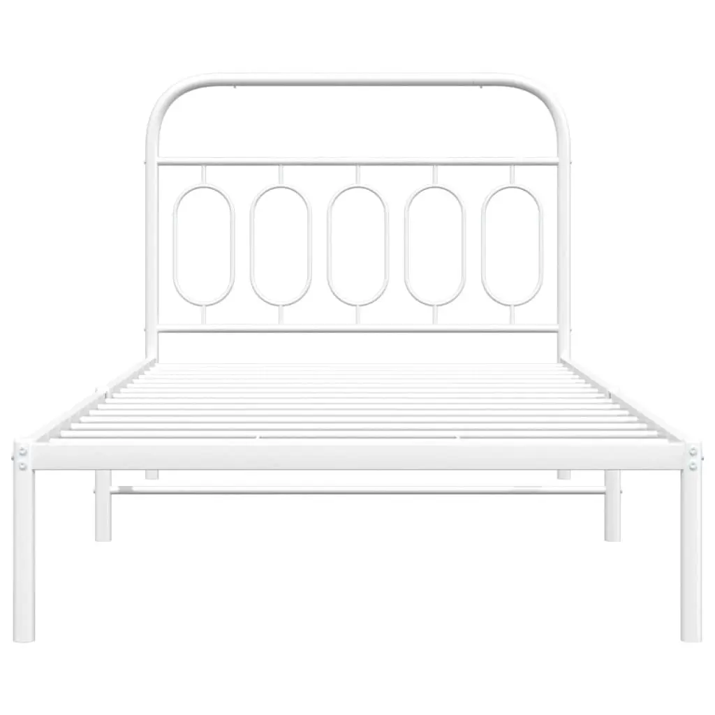 Metal Bed Frame King Single 107x203 cm White Steel Slats Storage