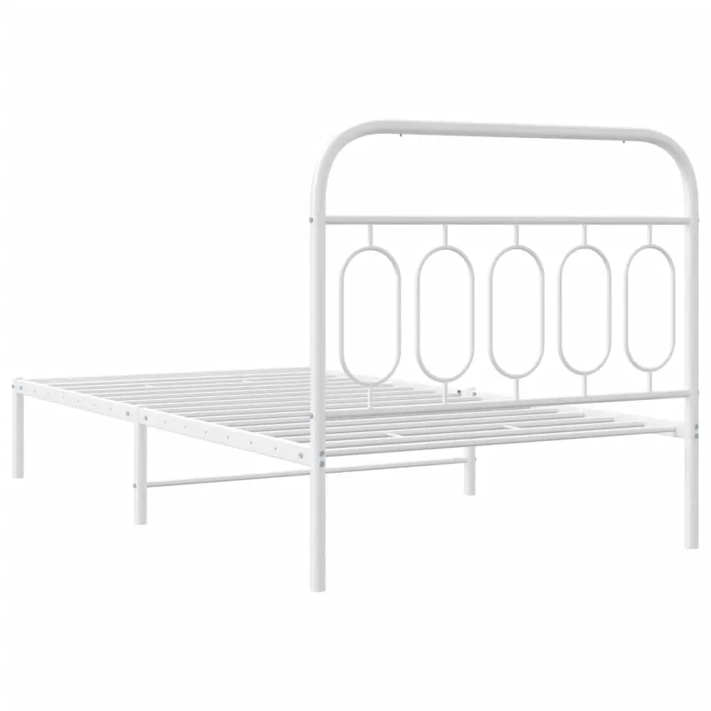 Metal Bed Frame King Single 107x203 cm White Steel Slats Storage