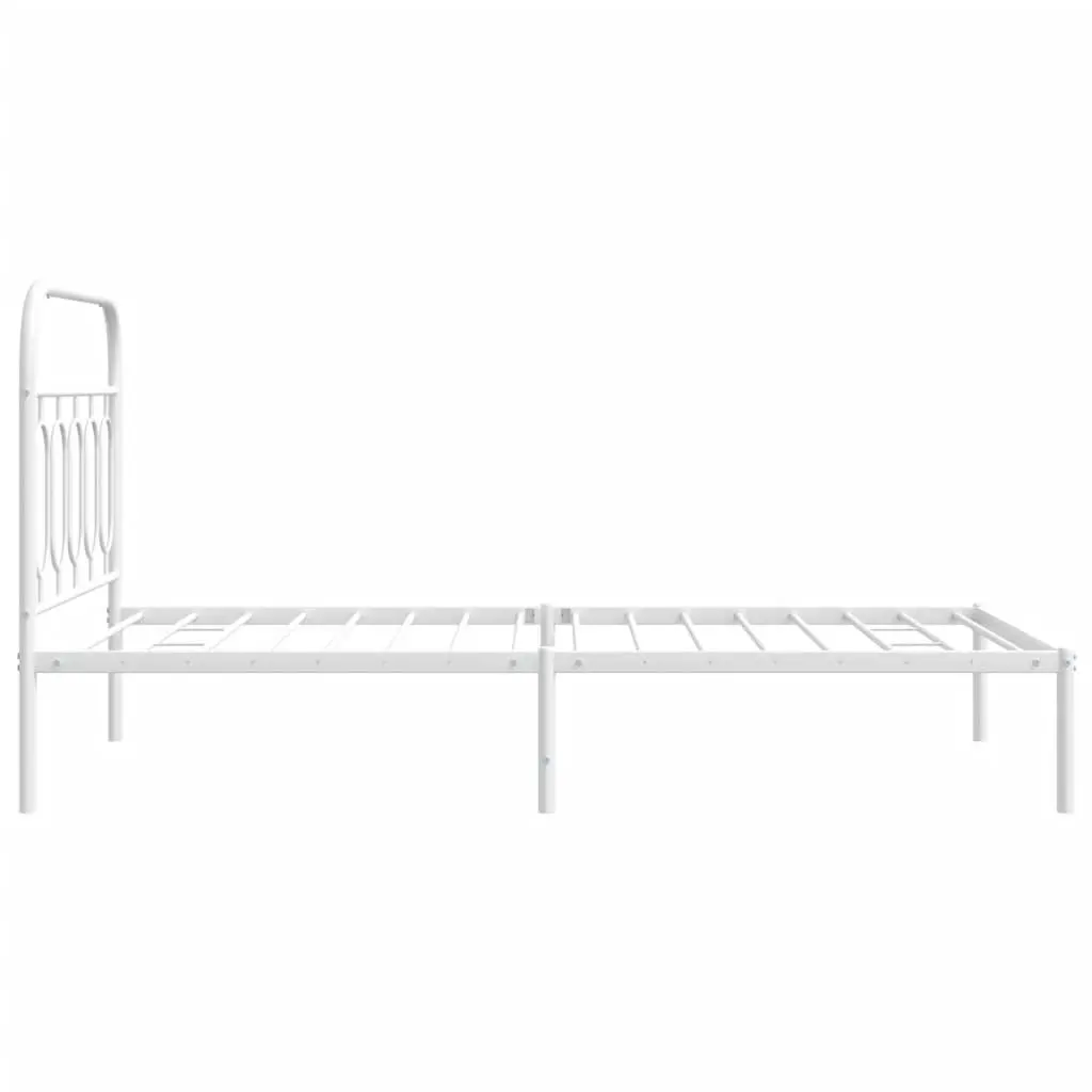 Metal Bed Frame King Single 107x203 cm White Steel Slats Storage