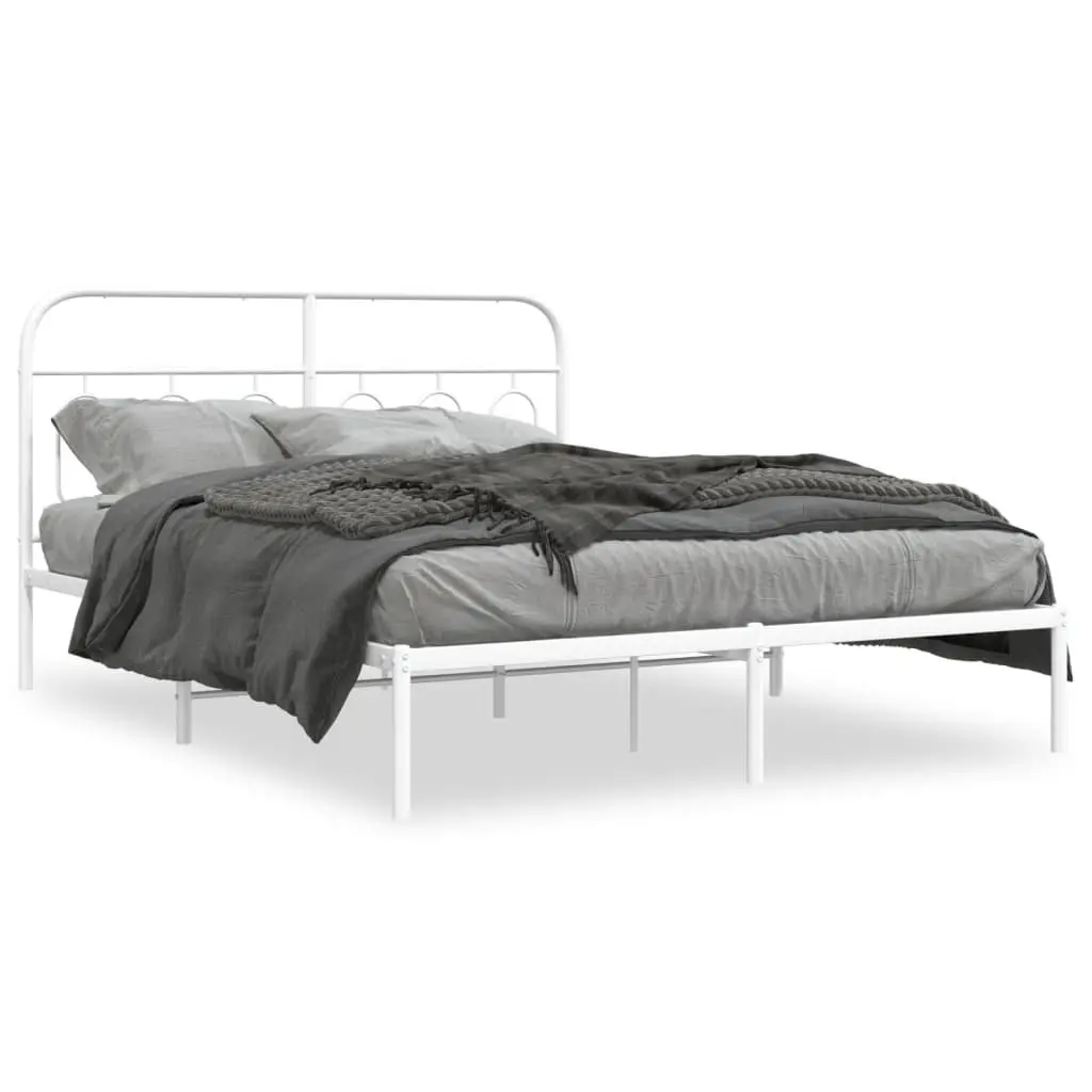Metal Bed Frame with Headboard for Bedroom 150x200 cm