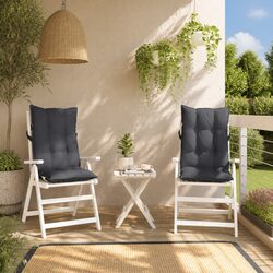 Highback Chair Cushions 2 pcs Anthracite, Water-Resistant Oxford Fabric