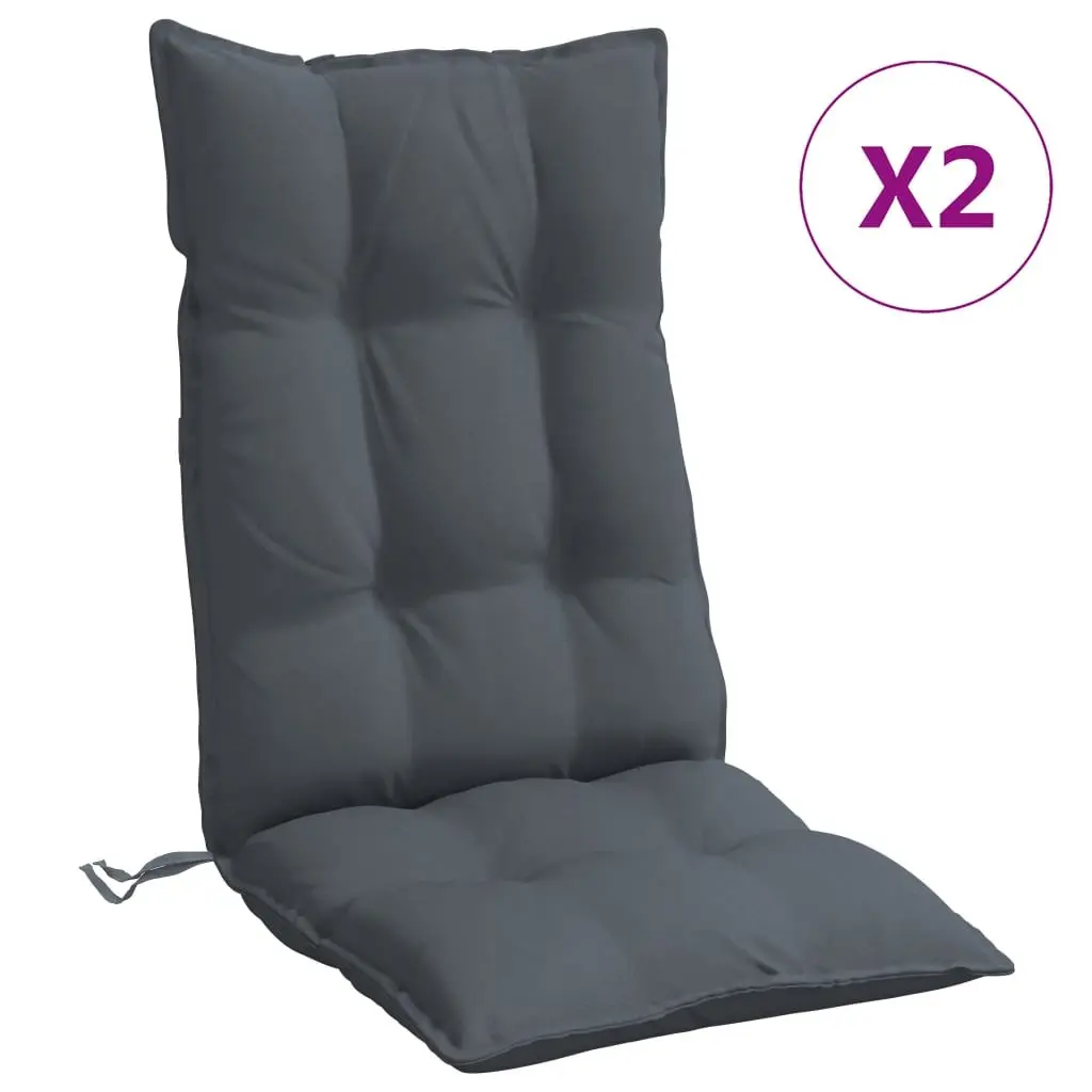 Highback Chair Cushions for Outdoor Garden Patio 2 Piece Anthracite Oxford Fabric