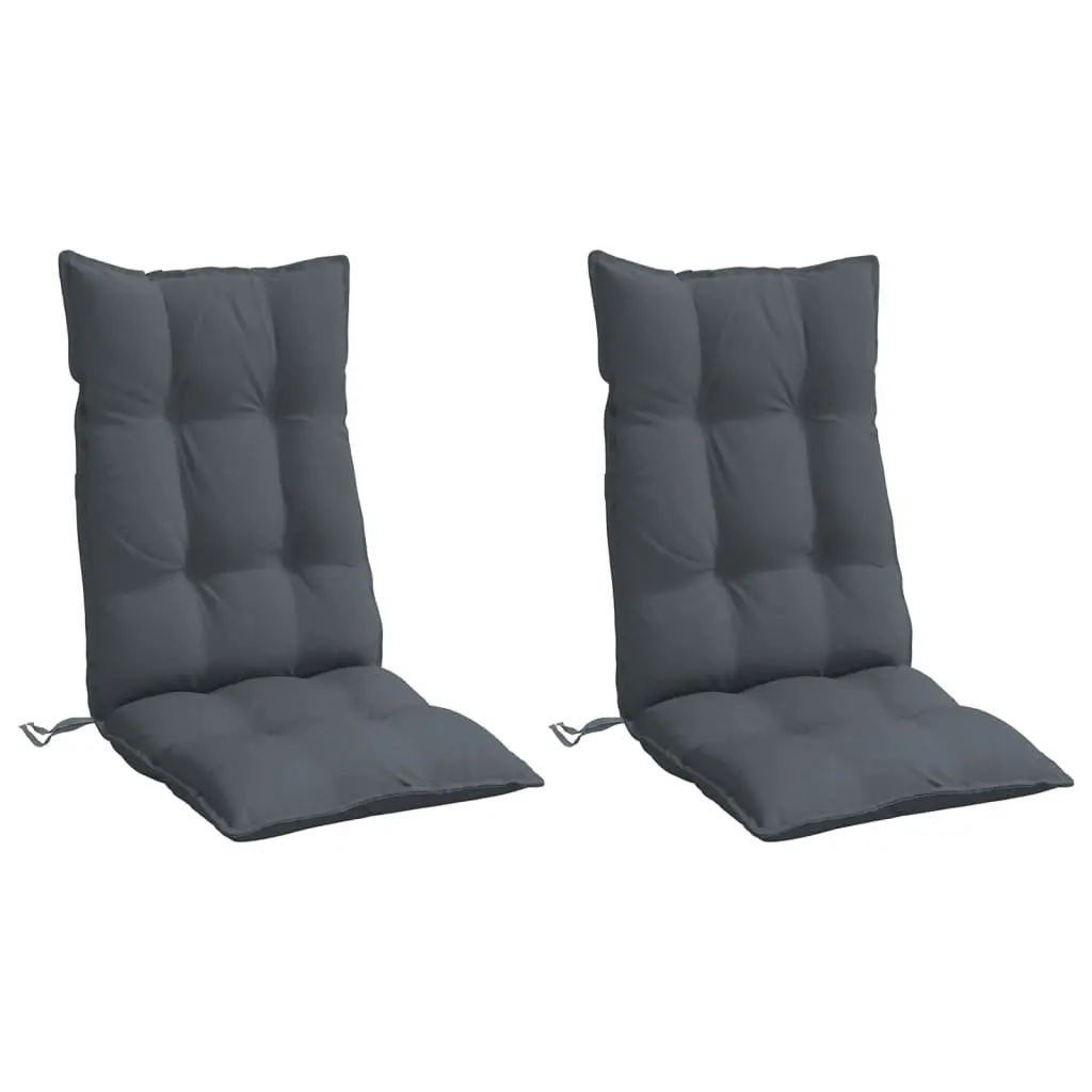 Highback Chair Cushions for Outdoor Garden Patio 2 Piece Anthracite Oxford Fabric