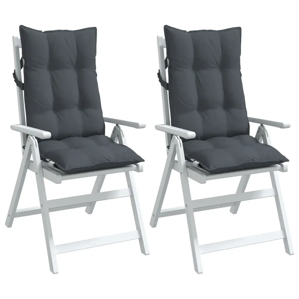 Highback Chair Cushions for Outdoor Garden Patio 2 Piece Anthracite Oxford Fabric