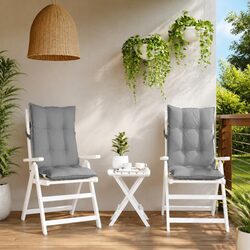 Highback Chair Cushions 2 pcs Grey Oxford Fabric Outdoor Garden Patio Seat Pad