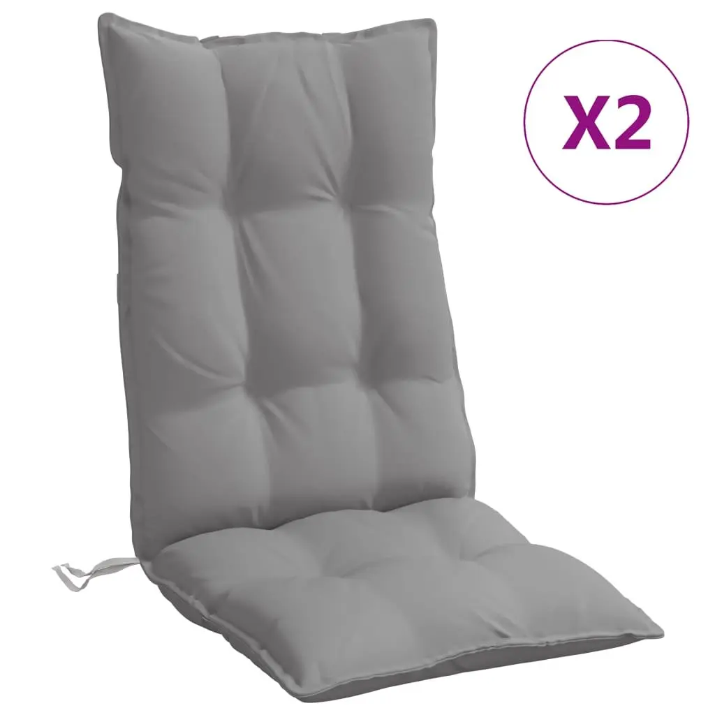 Highback Chair Cushions for Outdoor Garden Patio Grey Oxford Fabric 2 Piece