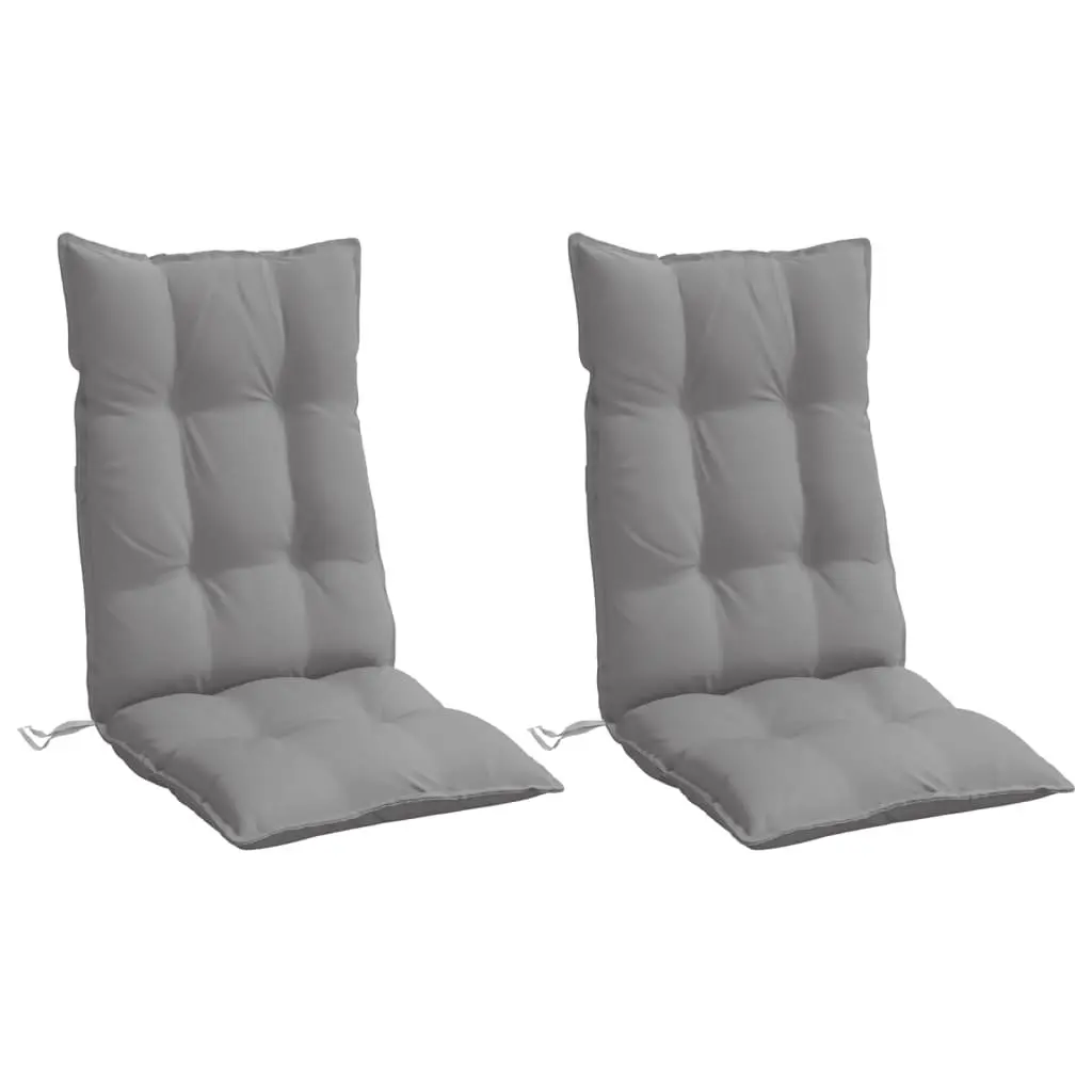 Highback Chair Cushions for Outdoor Garden Patio Grey Oxford Fabric 2 Piece
