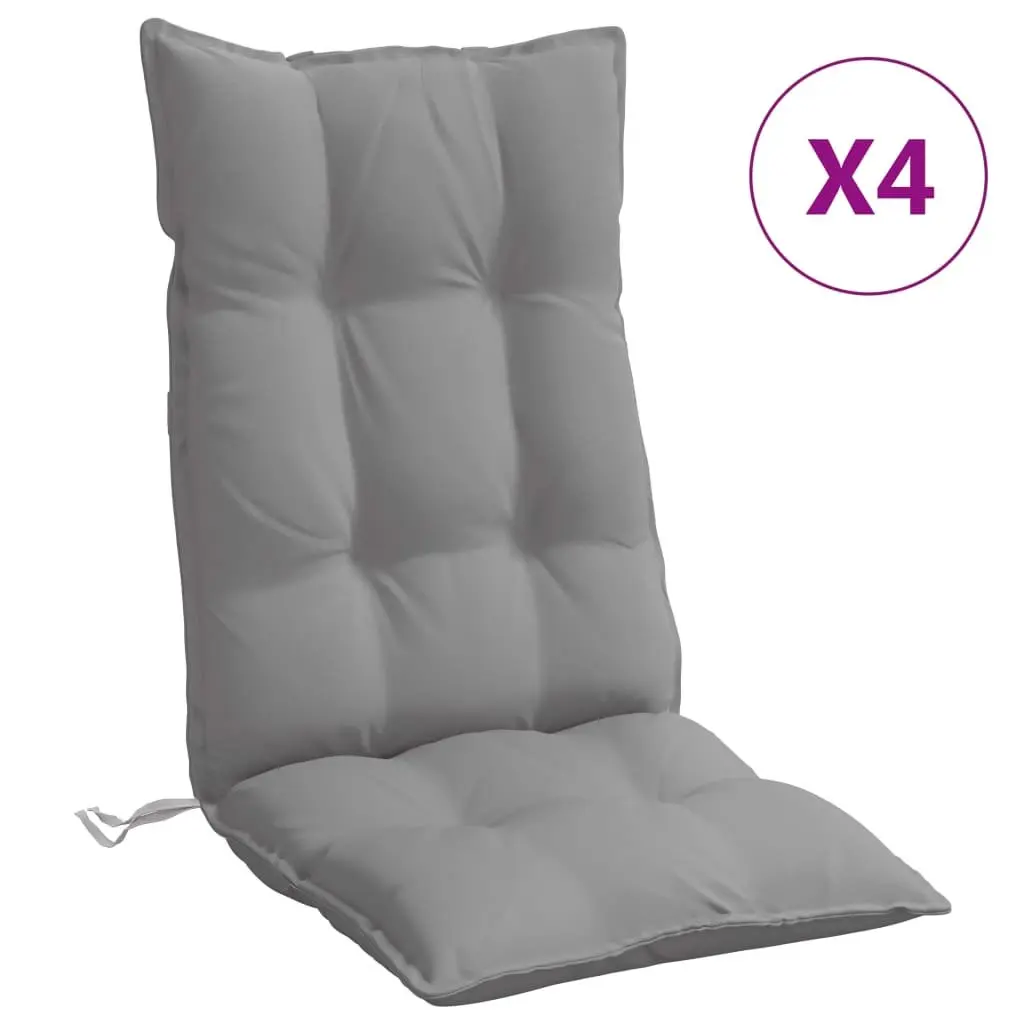 Highback Chair Cushions Outdoor Indoor Grey Oxford Fabric 4 Pieces