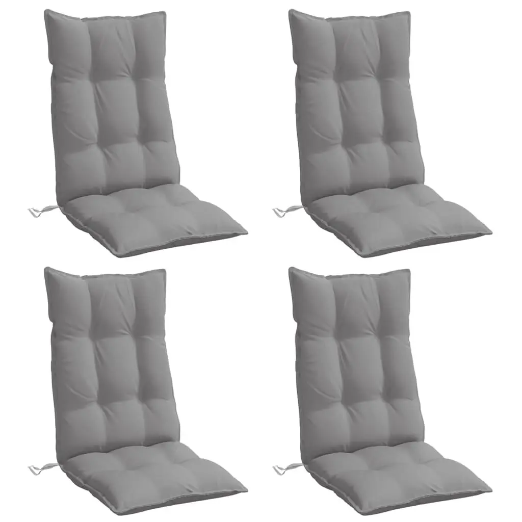 Highback Chair Cushions Outdoor Indoor Grey Oxford Fabric 4 Pieces