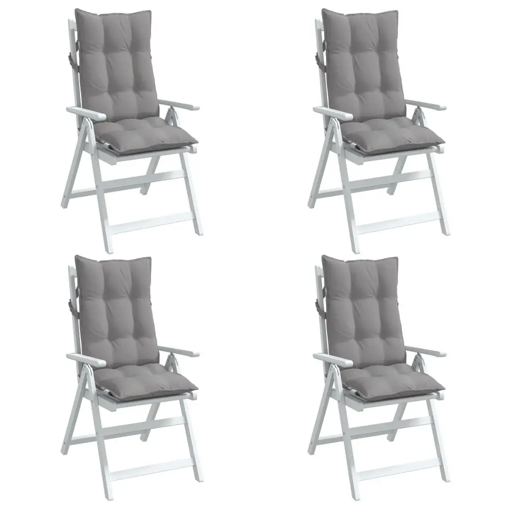 Highback Chair Cushions Outdoor Indoor Grey Oxford Fabric 4 Pieces