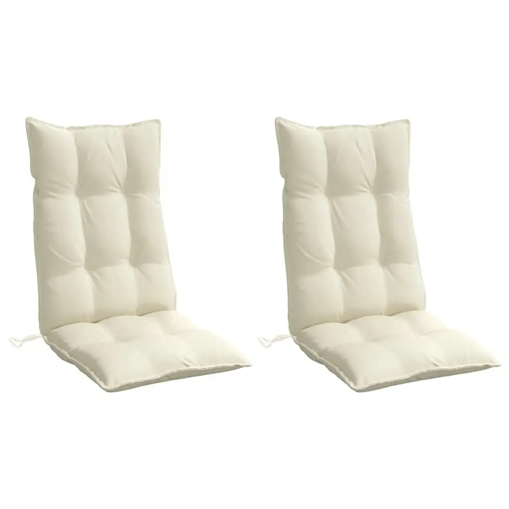 Highback Chair Cushions 2 pcs Cream Oxford Fabric Water-Resistant Garden Patio