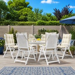 Highback Chair Cushions 6 Pieces Cream Outdoor Garden Patio Furniture Seat Pad