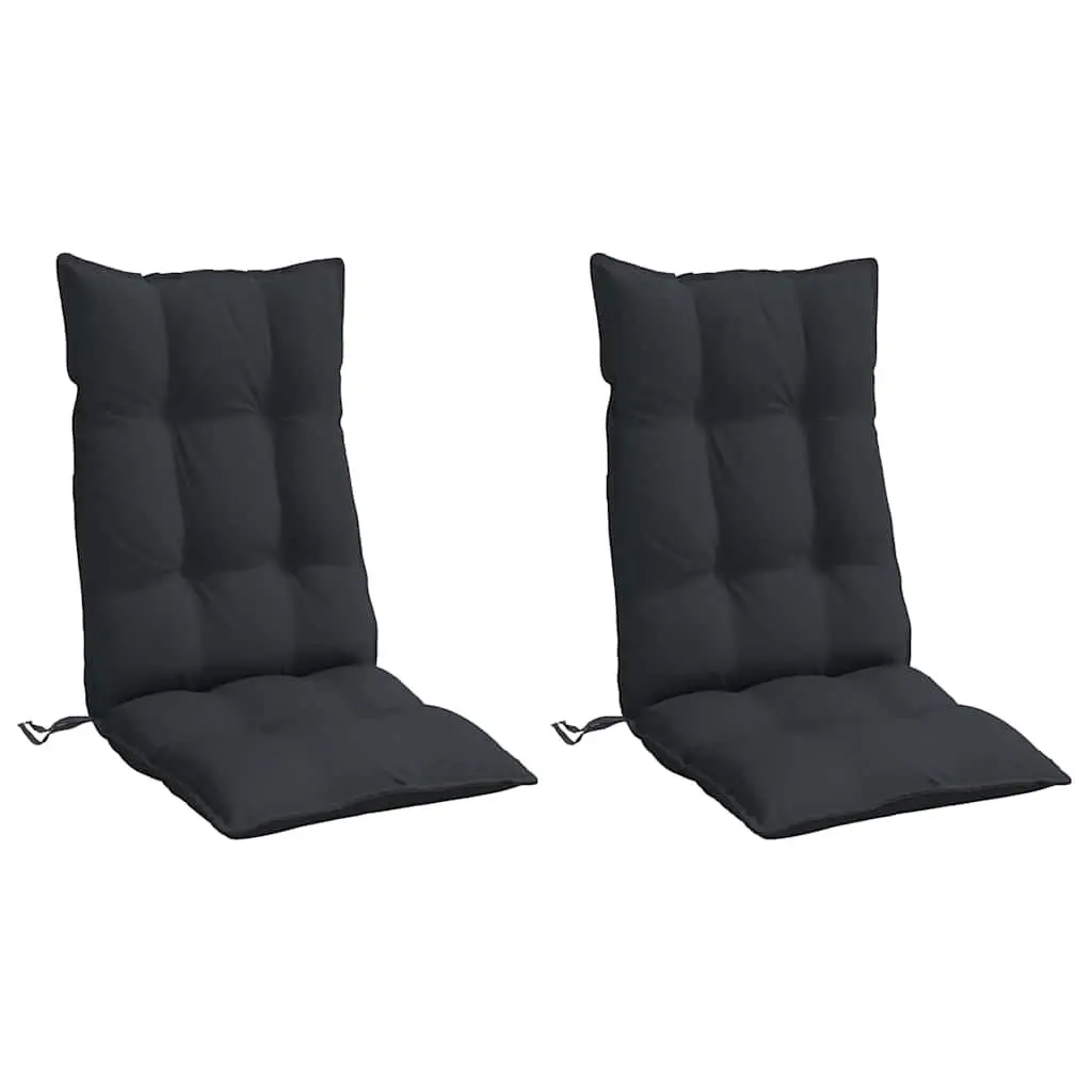 Outdoor Garden Patio Seat Pad Cushions Highback Chairs 2 Pieces Black Oxford Fabric