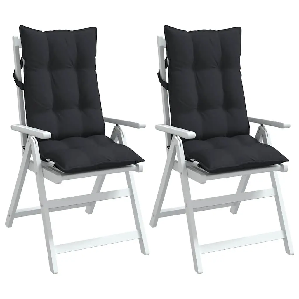Outdoor Garden Patio Seat Pad Cushions Highback Chairs 2 Pieces Black Oxford Fabric