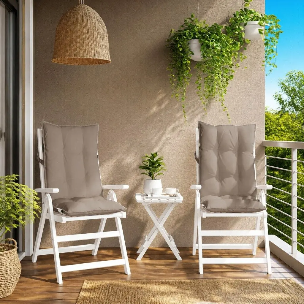 Highback Chair Cushions Outdoor Garden Patio Furniture Taupe 2 Piece