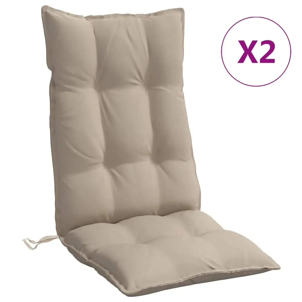 Highback Chair Cushions Outdoor Garden Patio Furniture Taupe 2 Piece
