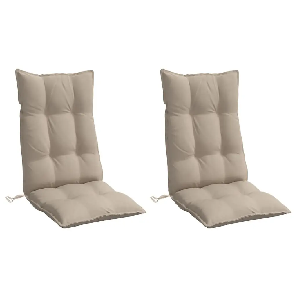 Highback Chair Cushions Outdoor Garden Patio Furniture Taupe 2 Piece