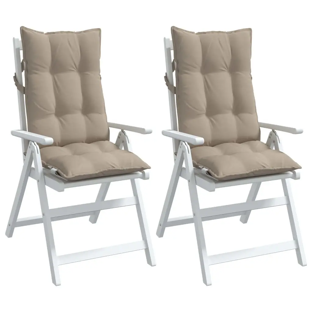 Highback Chair Cushions Outdoor Garden Patio Furniture Taupe 2 Piece