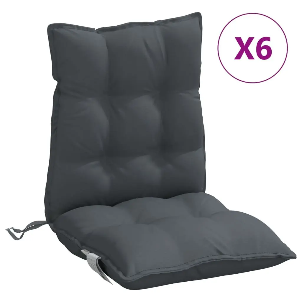 Lowback Chair Cushions Outdoor Garden Patio 6 Piece Anthracite Oxford Fabric