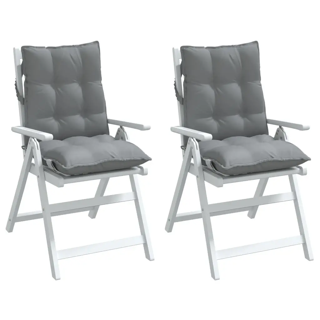 Lowback Chair Cushions Grey Oxford Fabric 2 Pieces for Outdoor Garden Patio Seating