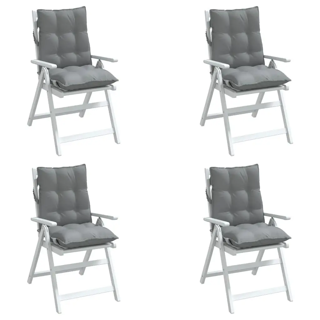 Lowback Chair Cushions 4 Piece Set Grey Oxford Fabric Outdoor Garden Patio Seat