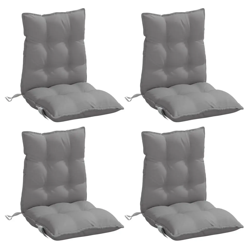 Lowback Chair Cushions 4 Piece Set Grey Oxford Fabric Outdoor Garden Patio Seat